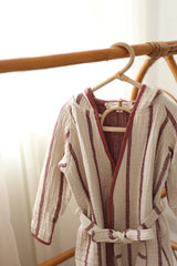 Çizgili Multi Müslin Bornoz – Bordo
