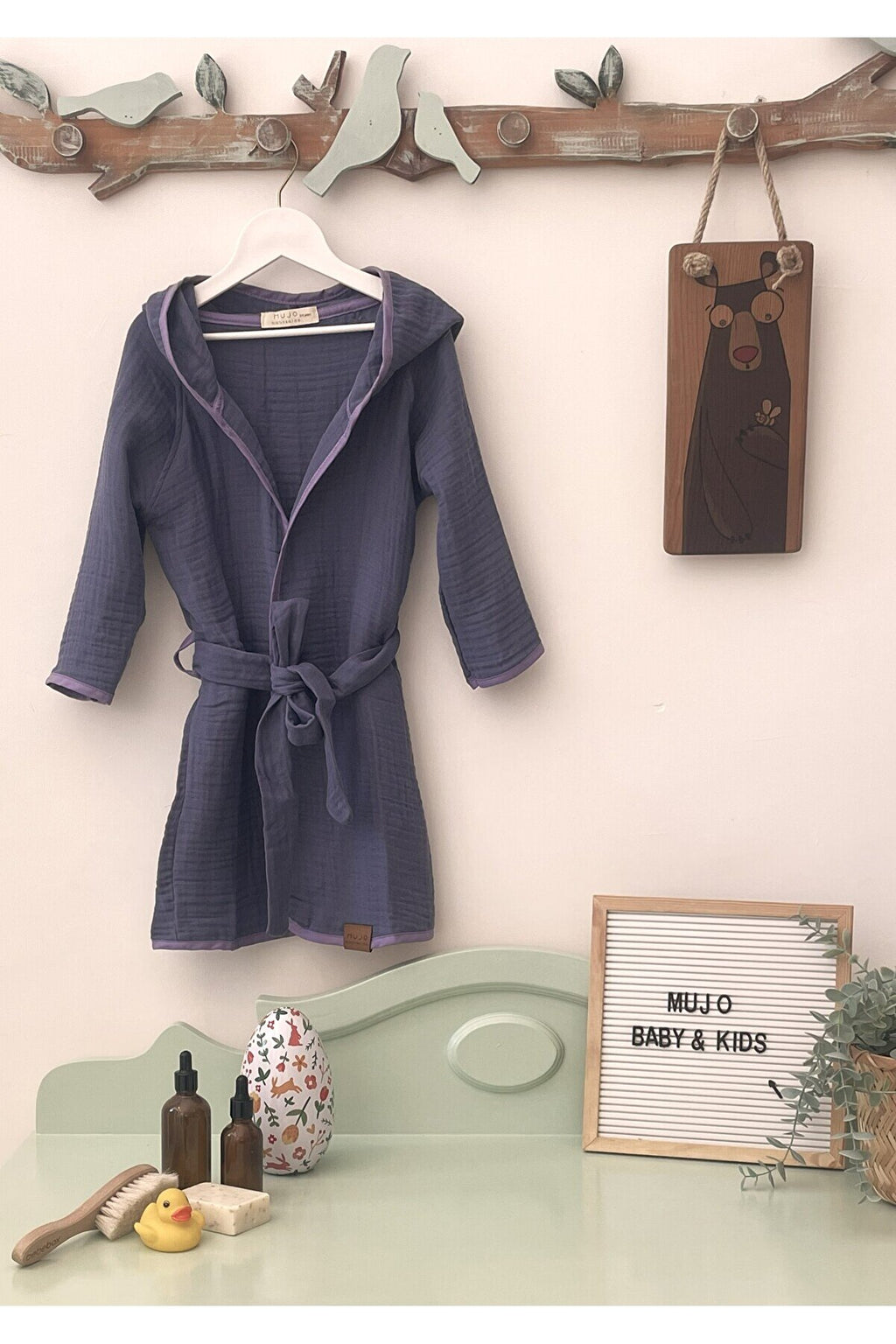 %100 Organik Pamuk Müslin Kapüşonlu Çocuk Bornozu | Unisex | Yumuşak, Nefes Alabilir Banyo Havlusu