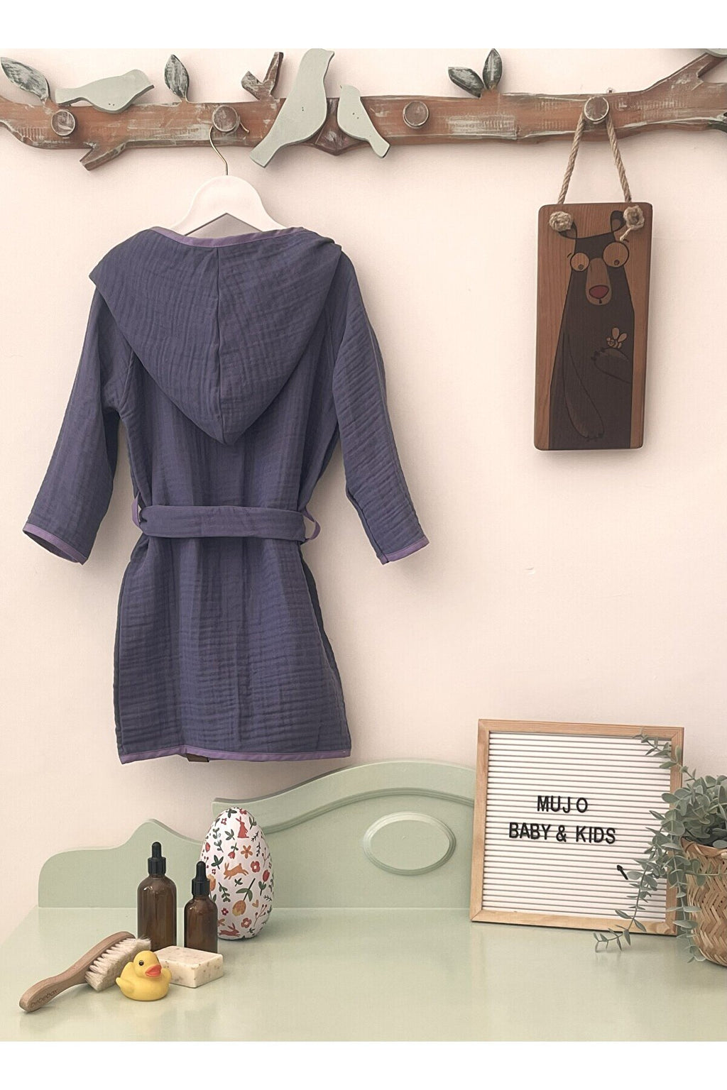 %100 Organik Pamuk Müslin Kapüşonlu Çocuk Bornozu | Unisex | Yumuşak, Nefes Alabilir Banyo Havlusu