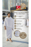 %100 Pamuk 4 Katlı Müslin İhram - İç Göstermez Hac-Umre Kıyafeti (110x220 Cm) Kemer Hediyeli