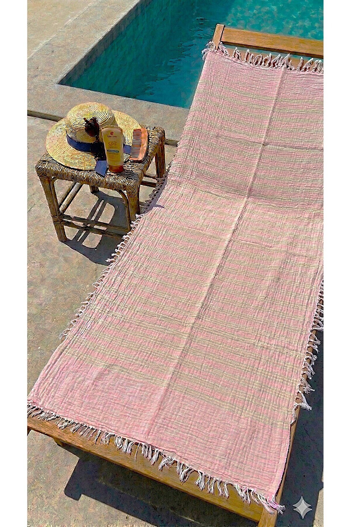 2 Kat Müslin Banyo/Plaj Havlusu - Peştemal - Pareo %100 Organik Pamuk 90 X 180 Cm