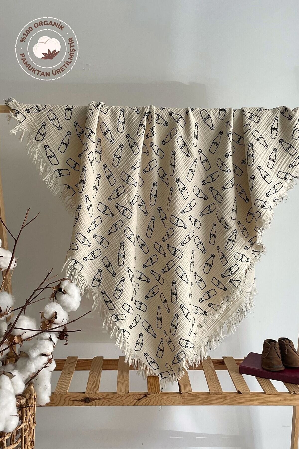 4 Katlı Müslin Krinkıl Bebek/çocuk Battaniyesi ve Örtüsü - 100*120 Cm %100 Organik