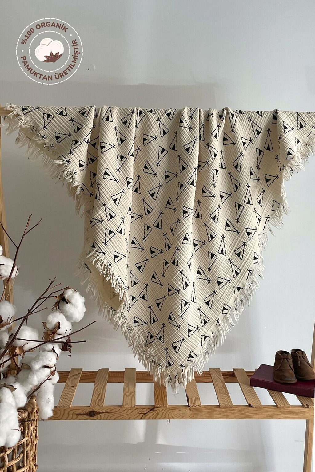 4 Katlı Müslin Krinkıl Bebek/çocuk Battaniyesi ve Örtüsü - 100*120 Cm %100 Organik