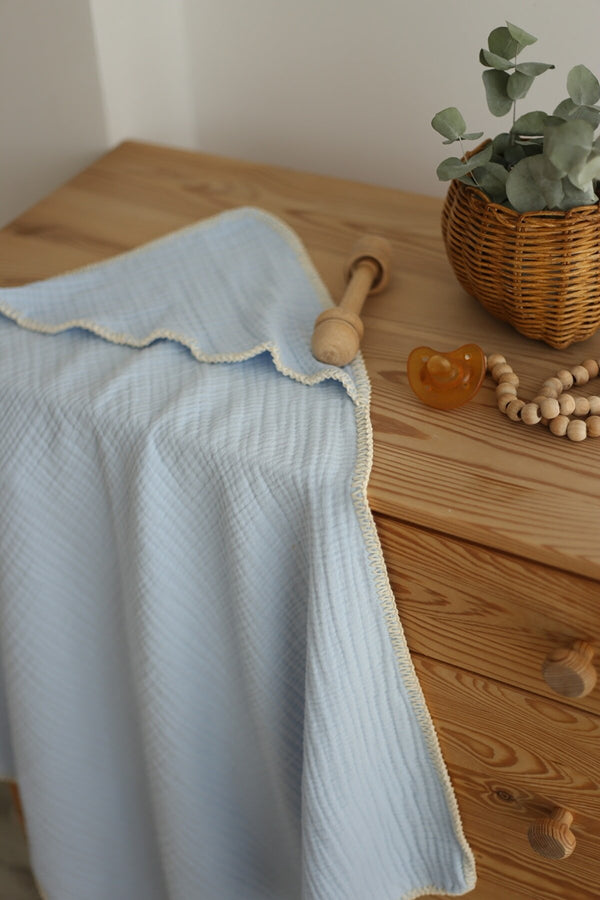 4 Katlı Müslin Kundak - % 100 Pamuk - Bebe Mavisi