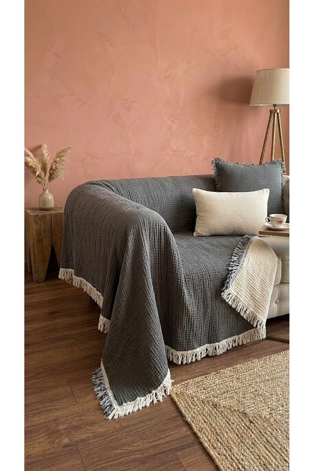 4 Katlı Müslin Yatak Örtüsü Pike Çift Taraflı - %100 Pamuk Çift Kişilik Ekstra Yumuşak 210x230 Cm