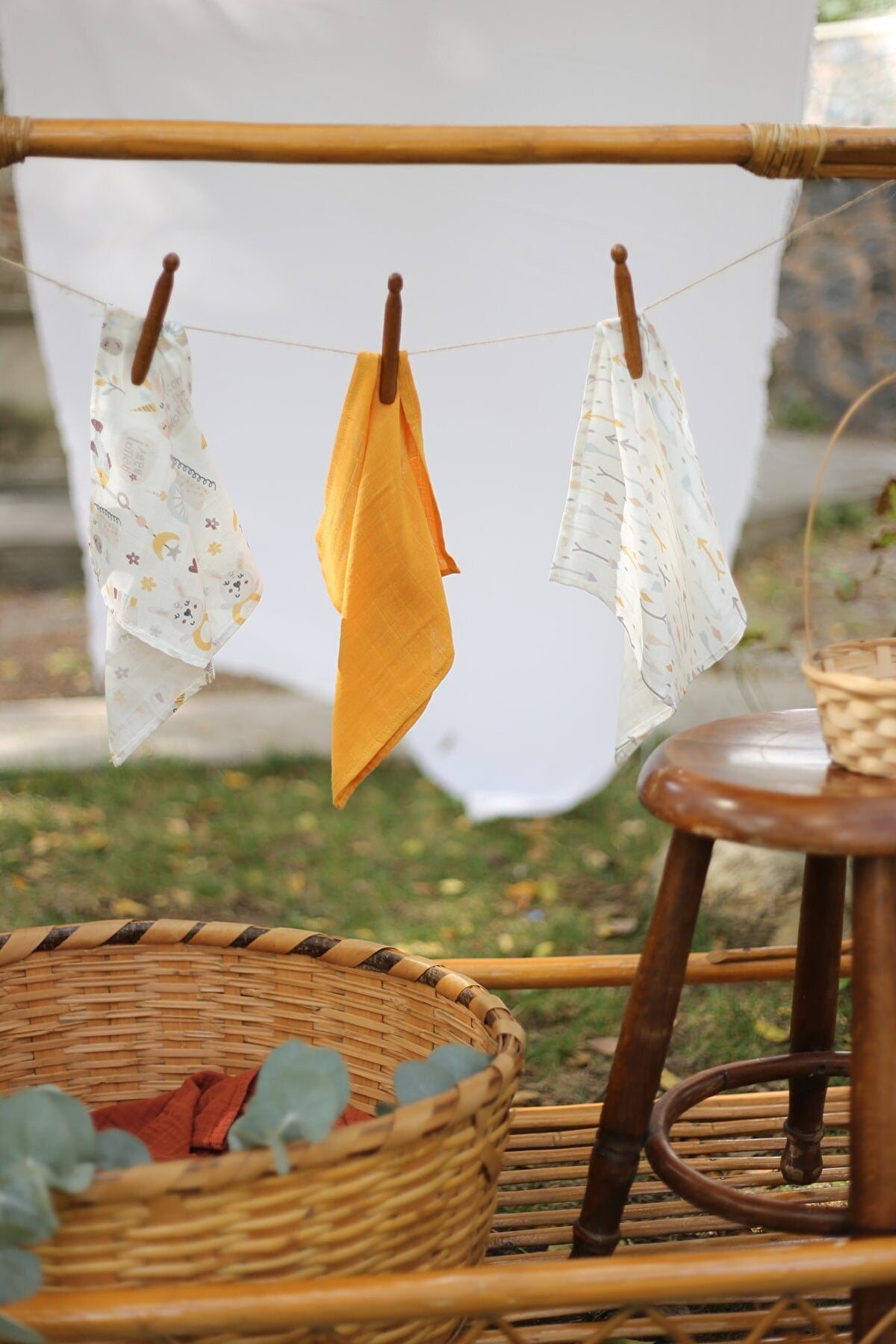 Çift Katlı Müslin Bebek Mendili(6 Adet) - %50 Bambu %50 Pamuk - Hello Baby Koleksiyonu