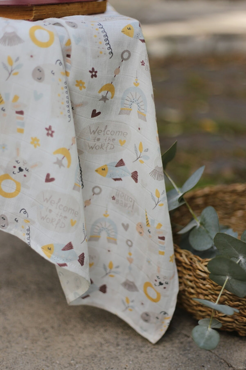 Çift Katlı Müslin Örtü 115*115 - Organik % 50 Bambu %50 Pamuk - Hello Baby Koleksiyonu