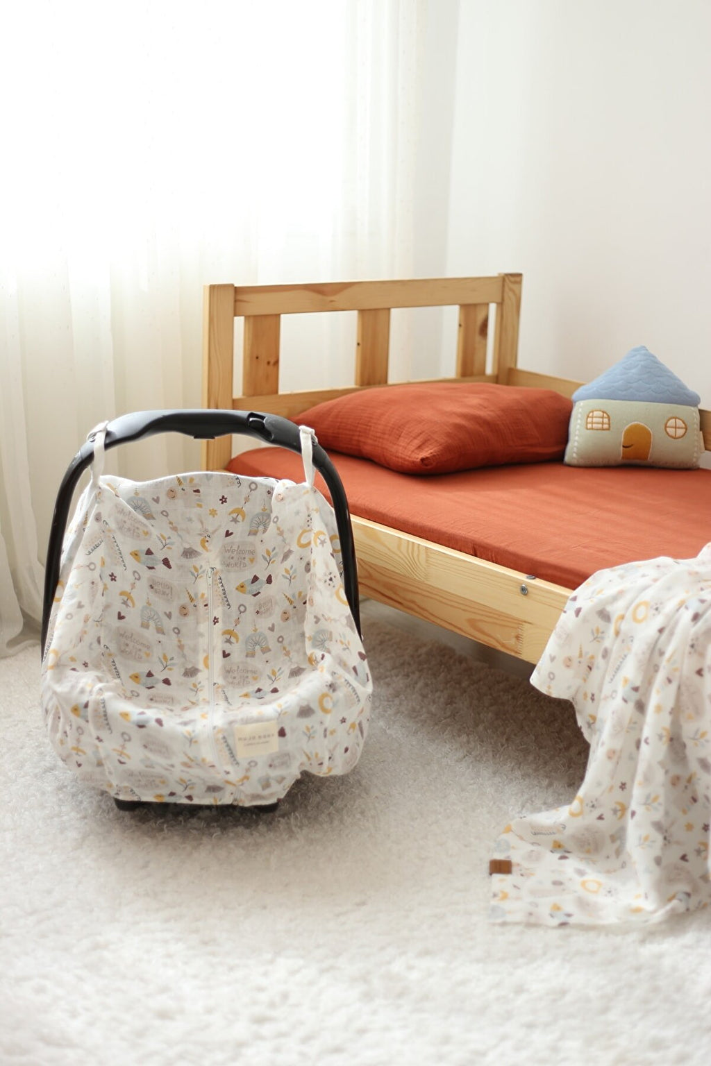 Çift Katlı Müslin Puset Örtüsü Hello Baby Koleksiyonu