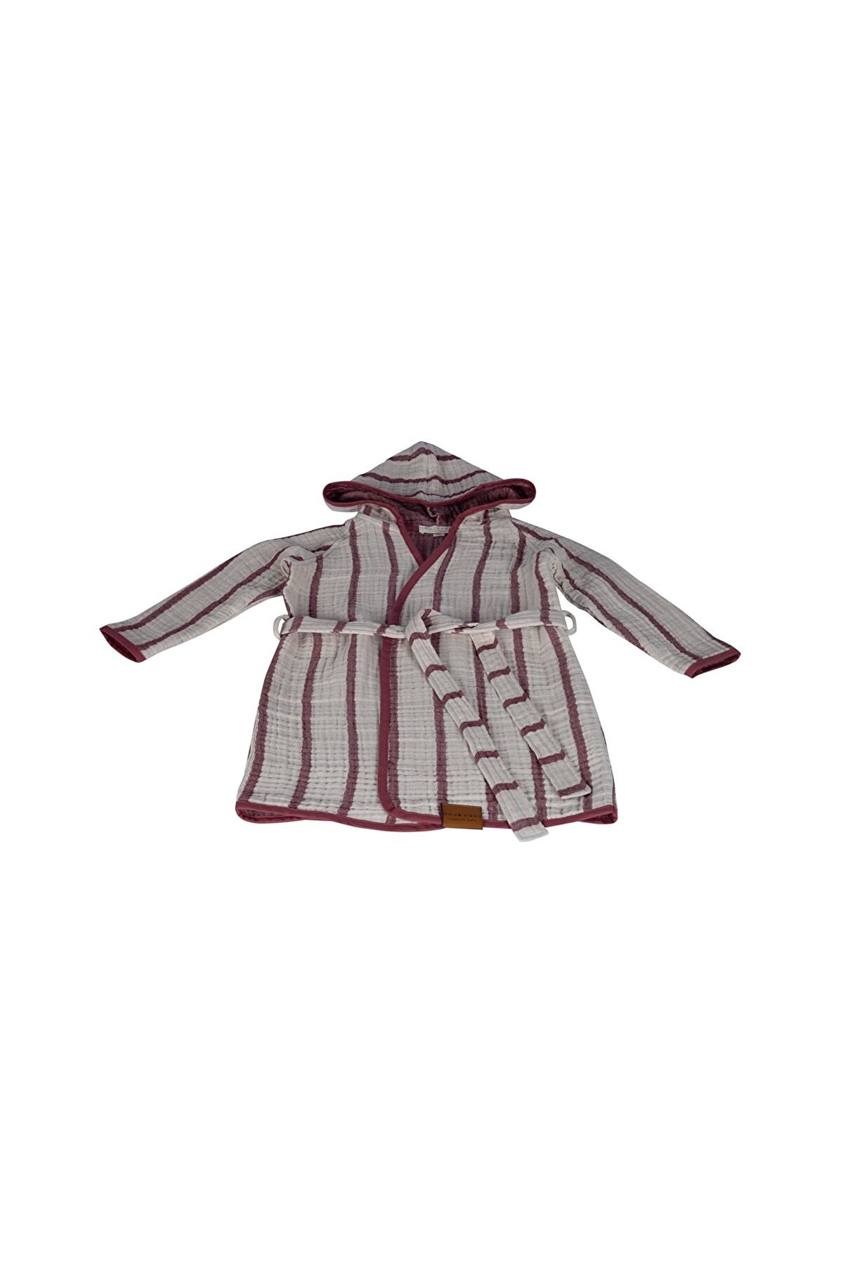 Çizgili Multi Müslin Bornoz – Bordo