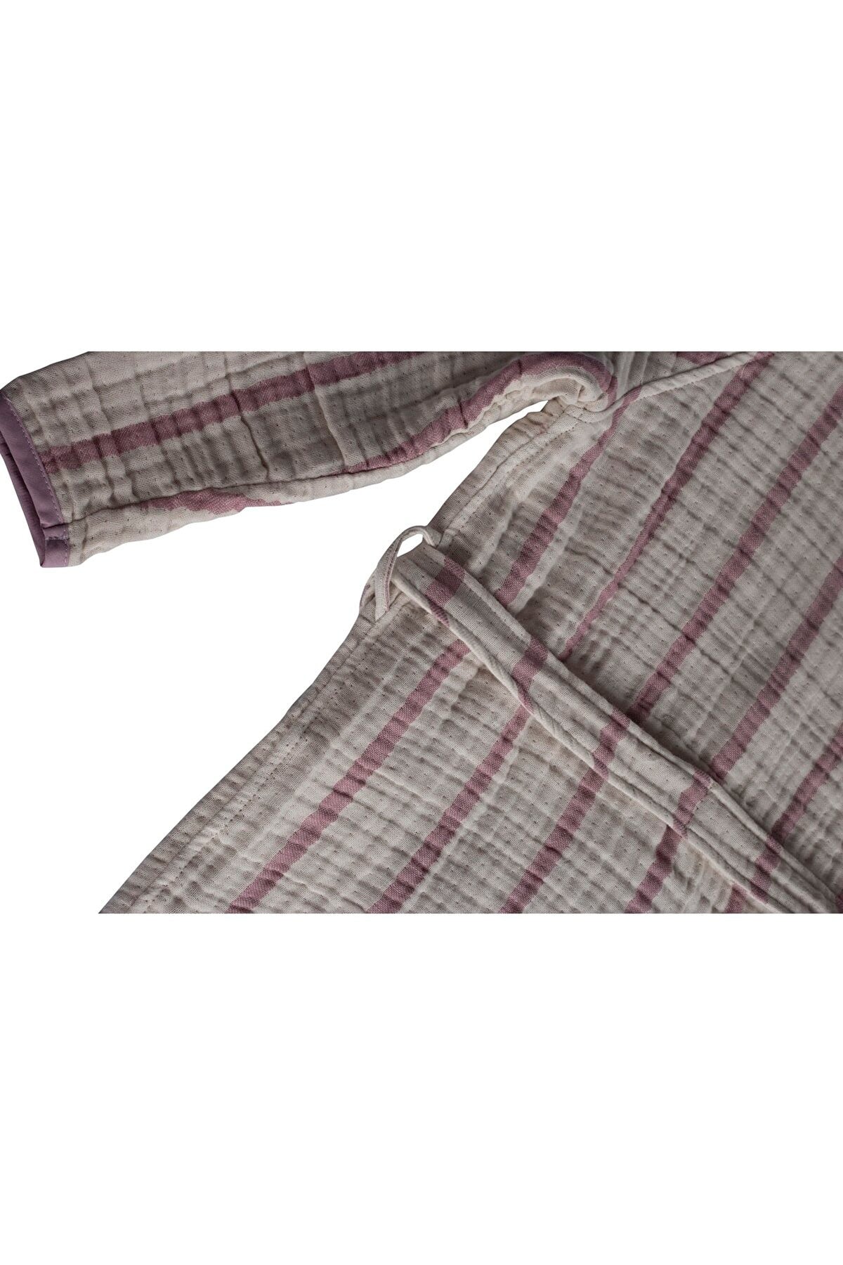Çizgili Multi Müslin Bornoz – Lila