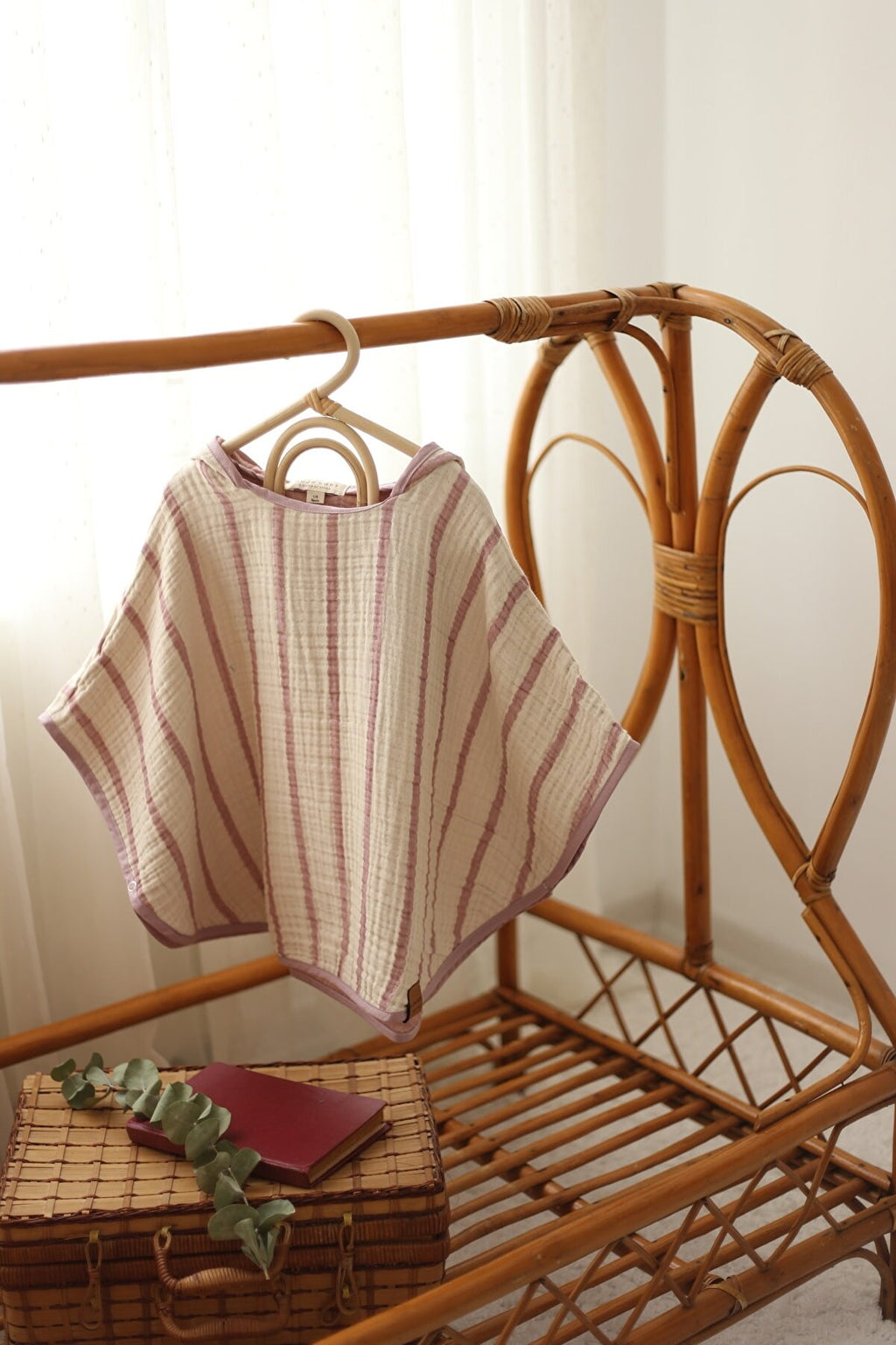 Çizgili Multi Müslin Panço – Lila