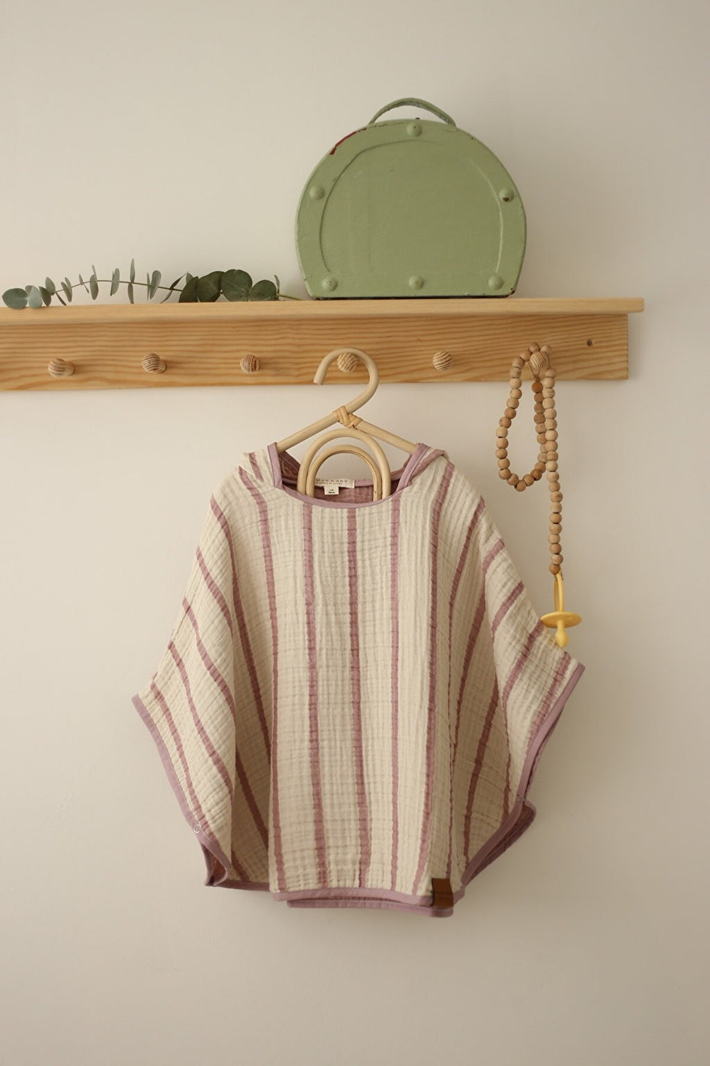Çizgili Multi Müslin Panço – Lila