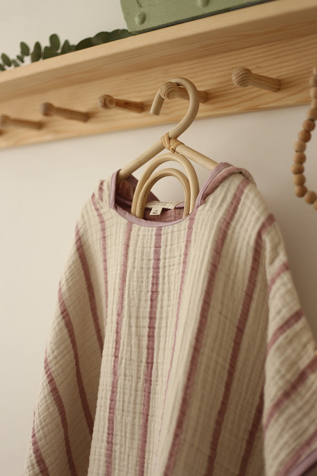 Çizgili Multi Müslin Panço – Lila
