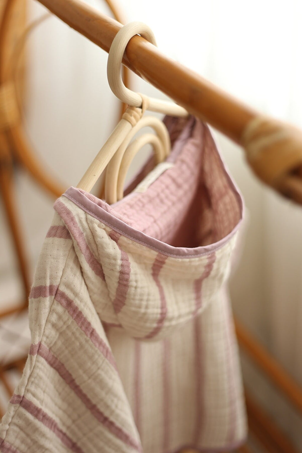 Çizgili Multi Müslin Panço – Lila