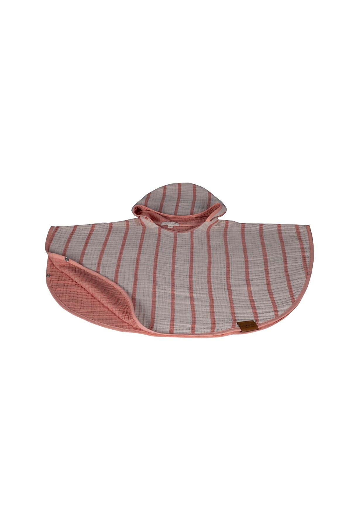Çizgili Multi Müslin Panço – Somon