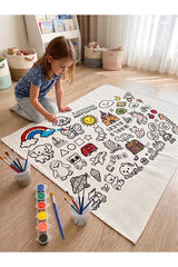 Çocuklar İçin Dev Boyama Yer Örtüsü - Eğitici Aktivite Örtüsü - 100x150 Cm - Sulu Boya Hediyeli