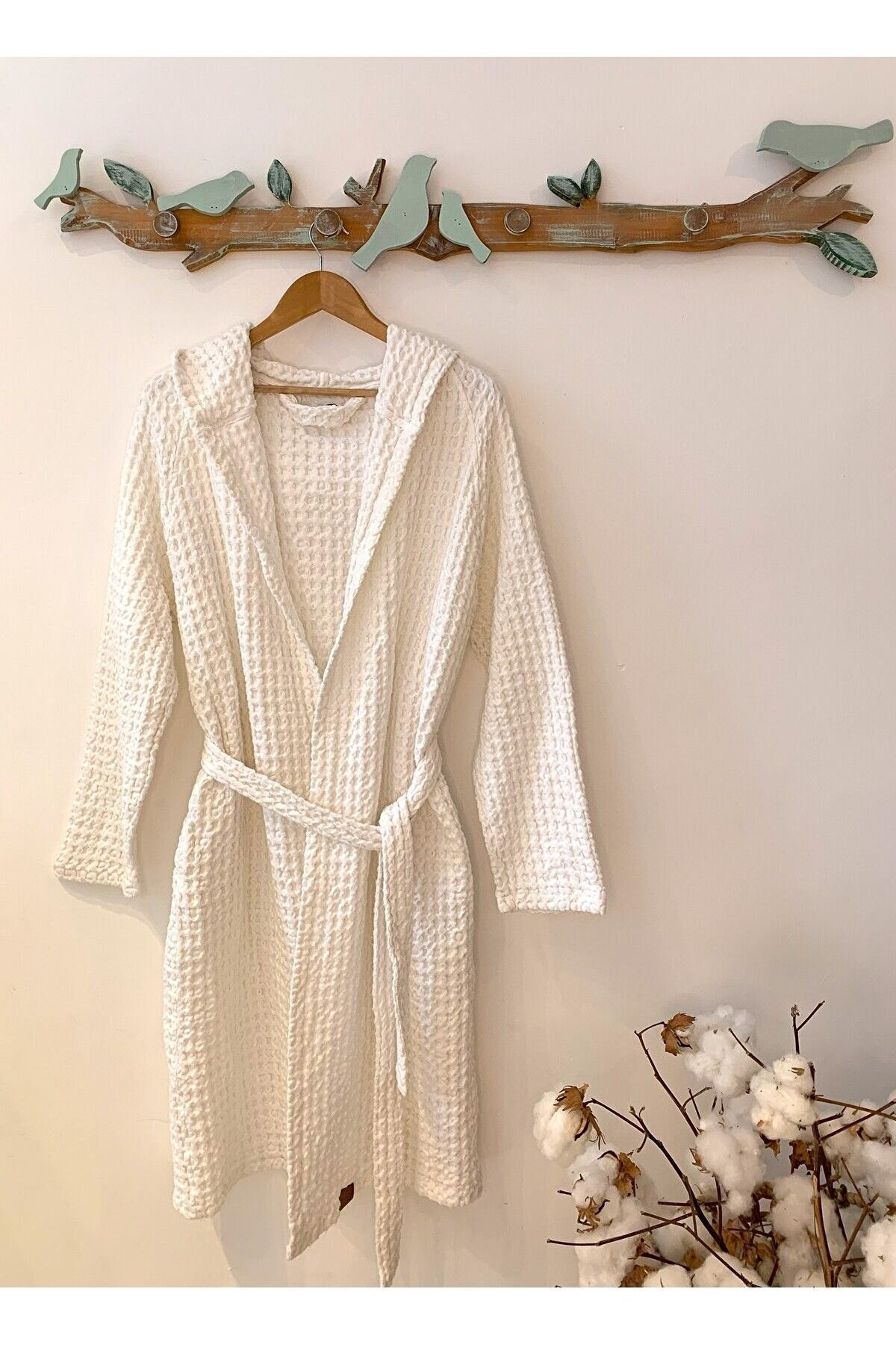 Kadın-erkek Bornoz/sabahlık/kimono Waffle Kumaş %100 Organik Pamuk