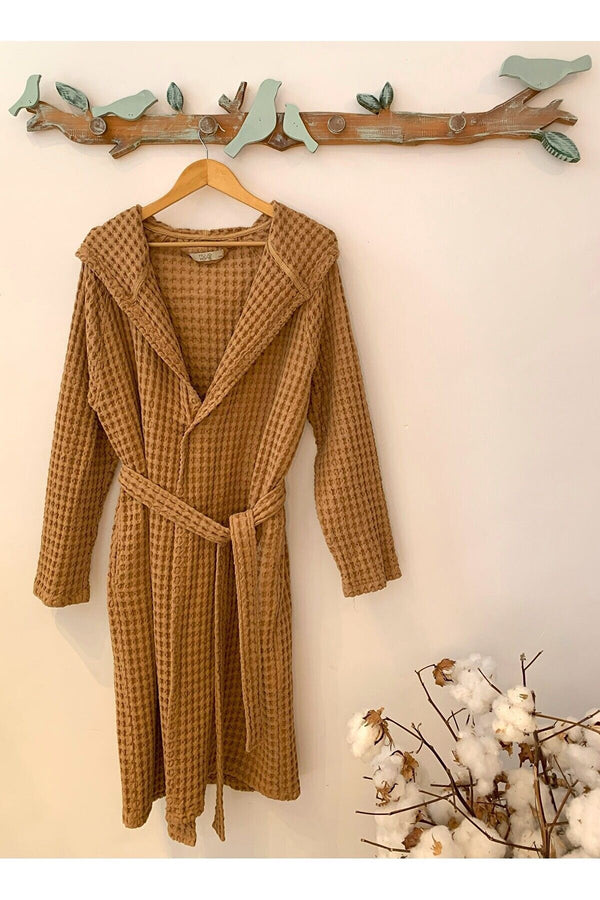 Kadın-erkek Bornoz/sabahlık/kimono Waffle Kumaş %100 Organik Pamuk