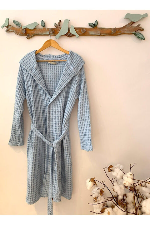 Kadın-erkek Bornoz/sabahlık/kimono Waffle Kumaş %100 Organik Pamuk