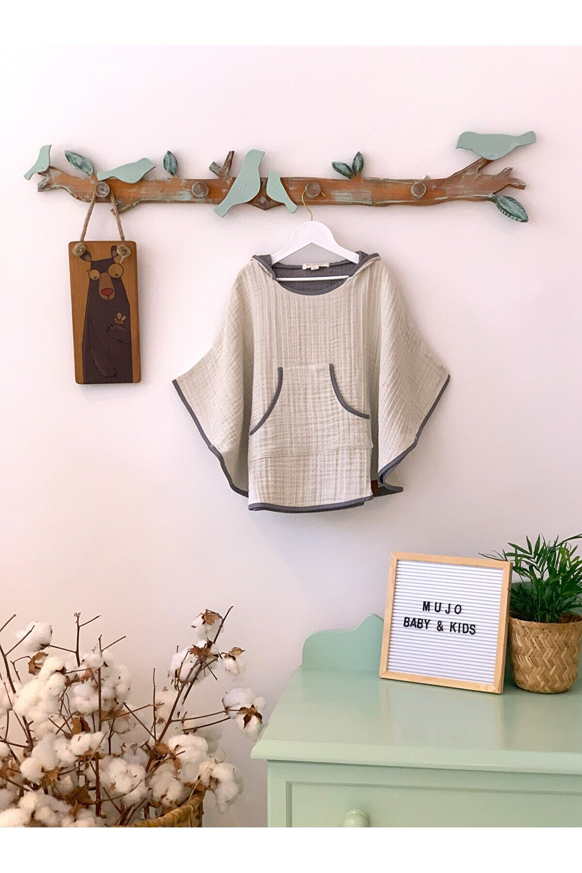 Organik Özel Dokuma 4 Katlı Müslin Çocuk Pançosu - Natural Seri